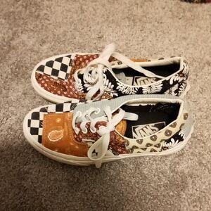 Vans  Patchwork Sneakers - Black, White, Orange, Blue Sz 6